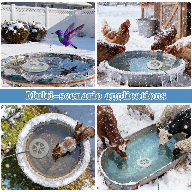 Bird Bath Heater-50W Circle De-Icer with Hollow Snowflake Design,Faster Ice