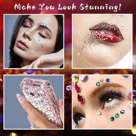 DECORA 325pcs Blue Rhinestone Stickers Self-Adhesive Gemstone Embellishment Stickers for Nail Art Makeup Scrapbooking and Crafts