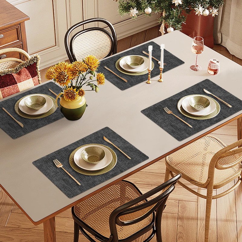 Enaskv Faux Leather Heat Resistant Placemats Set of 4 –