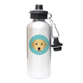 Mystic Sloth Adorable Dog Breed Design 20oz Aluminum Water Bottle with Carabiner and Choice of Lids (Silver, Yellow Labrador)