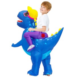 LUVSHINE Inflatable Dinosaur Costume Riding T-Rex Air Blow Up Easter Costume. Suitable for Outdoor Activities, Parties, Blue Child(14+)