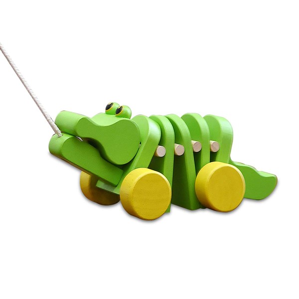 Plant Toy Dancing Alligator Wooden Pull Toy, Crocodile Toy, Unique Movement, Light Time, Walking Practice, CE Certified Educational Toy