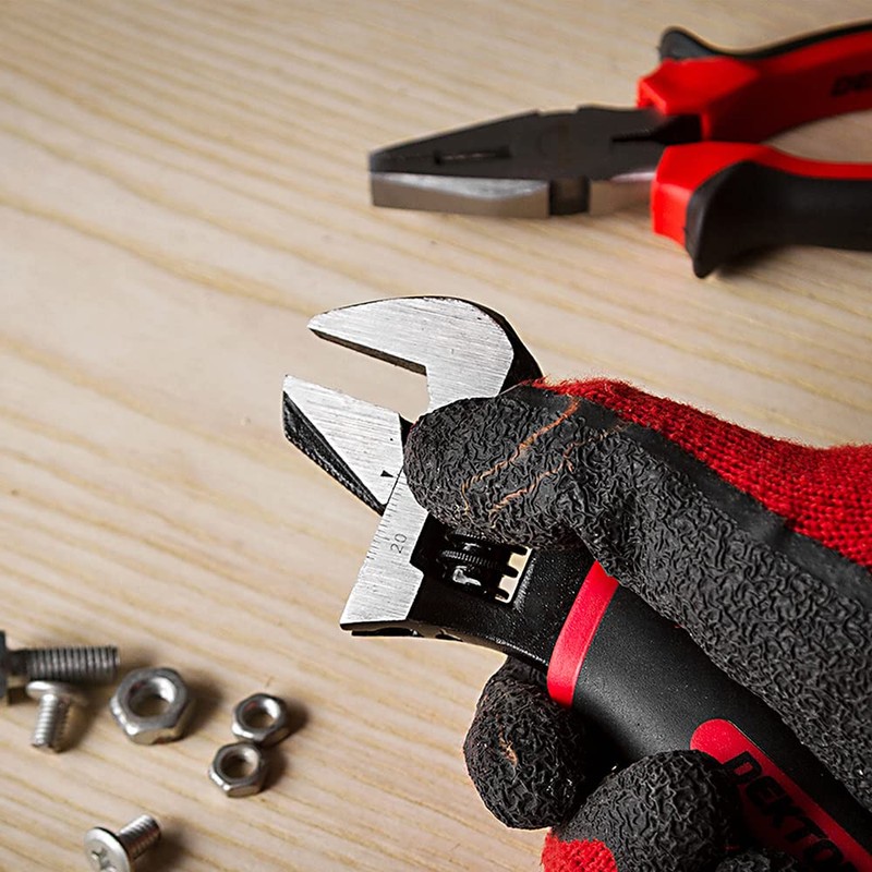 DEKTON DT20310 2-in-1 Stubby Adjustable Wrench, Silver