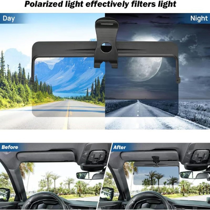Car Sun Visor with Polarized Glare Protection, Universal Car Sun