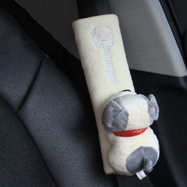 Seat Belt Cover, Shoulder Pad, Children, Backpack, Animal, Seat Belt Pillow, Cushion, Car Accessory, Kids, Cute, Stuffed Toy, Cute, Travel, Gift, Gift, Set of 2, Gray, Dogs