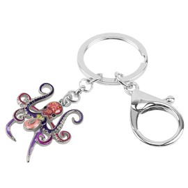 LONYOO Enamel Zinc Alloy Octopus Keychain Ocean Animals Keyring Octopus Gifts for Women Girls Car Key Backpack Jewellery (Purple)