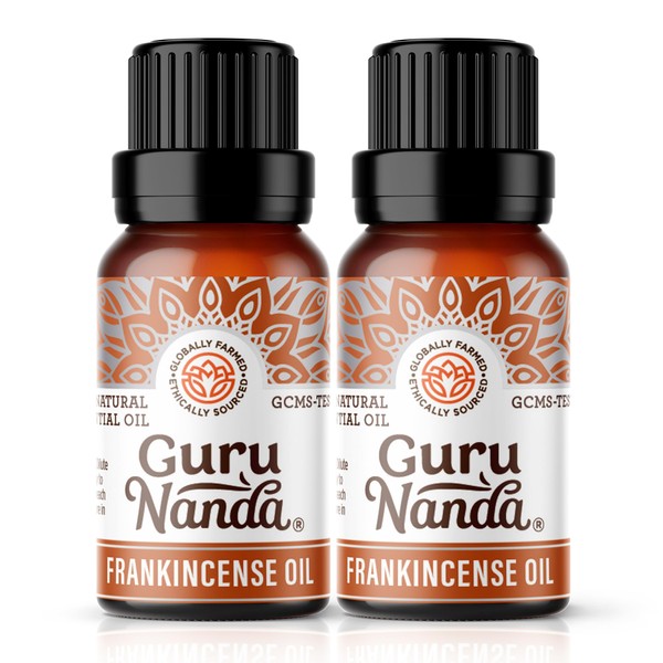 GuruNanda Frankincense Essential Oil (2x0.5 Fl oz), 100% Pure, Natural, Undiluted Aromatherapy Oil for Diffusers, Supports Join Health & Radiant Skin