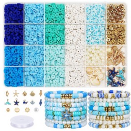Wonninek 3000 Pcs Clay Beads for Bracelets Polymer Beads Bracelet Making Kit with Golden Pearl Beads for Jewelry Making Charms Bracelet Kit and Crafts DIY Gifts