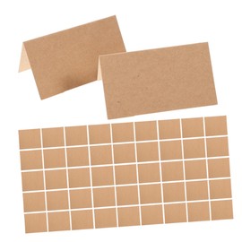 FELTECHELECTR 100pcs Blank Place Cards for Wedding Reception Foldable Tent Cards for Table Setting for Banquets Dinner Parties and Special Events Brown Cardstock Material
