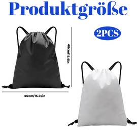 KRYMXAR 2 Fabric Bags with Drawstring, Gym Bag for Painting, Sports Bag for Children and Adults, Cotton Bag with Drawstring, Waterproof Gym Bag for School and Sports