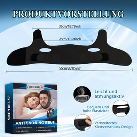 Anti-snoring chin strap, trackless chin strap for sleeping, anti-snoring devices, breathable and reusable, adjustable anti-snoring solution for men and women, black