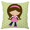 The Purple Tree Cute Cartoon Kids Cushion Cover (12x12 inches) - 1 pc, Cute Girl