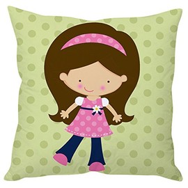 The Purple Tree Cute Cartoon Kids Cushion Cover (12x12 inches) - 1 pc, Cute Girl