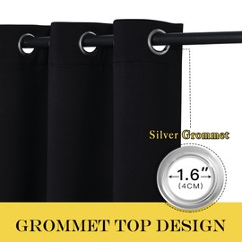 NICETOWN Black Out Curtain Drape for Night Shift - Light Reducing Thermal Insulated Solid Grommet Blackout Window Treatment for Bedroom (1 Piece,66 inches by 72 inches,Black)