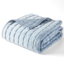 YnM Cooling Weighted Blanket for Adults, 15lbs Heavy Bed Throw Comforter with 100% PE Fabric, Ideal for Hot Sleepers or Summer Days(48x72 Inches for Twin/Full Bed, 15 Pounds,Blue)