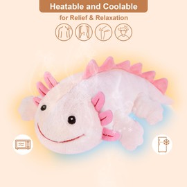 Heatable & Coolable Pink Axolotl Plush, Microwavable Heating Pad Stuffed Animal with Lavender & Flaxseed, Soothing Plush Axolotl Toy for Relaxation, Axolotls Gifts