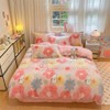 CinYana Pink Floral Duvet Cover Set Queen Fluffy Bedding Set