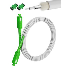 VANDESAIL 15m(50ft) Armored SC/APC to SC/APC OS2 Single‑Mode Fiber Optic Cable 9/125 µm LSZH – FTTH & SFP Compatible, White