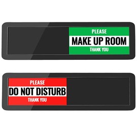 MUKA Sliding Room Sign Do Not Disturb Sign Clean Up Room Sign for Hotel Office,Black Acrylic, 7"X2"