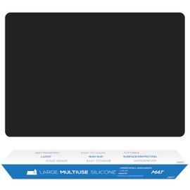 GASARÉ, Extra Large, Thick, Silicone Mat for Kitchen Counter, Heat Resistant Mat, Countertop Protector, Non-Slip, Easy to Clean, Cuttable, 16 x 12 Inches, Black