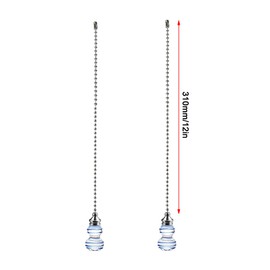 TopHomer Blue Flower and Red Flower, 2 Pcs Crystal Ball Light Pull Cord, Clear Pull Chain Extension, for Ceiling Fan, Bathroom Light, Pull String Ornament for Bathroom Toilet Light