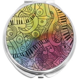 NewCharms Colorful Music Note Piano Pattern Compact with Mirrors - Perfect Pocket and Purse Size Folding Mirror for Applying Make Up Anywhere