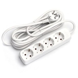Glowster 4-Way Power Strip without Switch 5 m 3G 1.5 mm² White