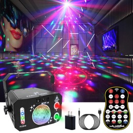 Wuzstar 7 Lens Disco Ball Lights,USB Powered RGBW DJ Strobe Lighting Sound Activated,Laser Party Light Indoor Outdoor for Xmas Club Bar Parties Holiday Christmas Home Decoration
