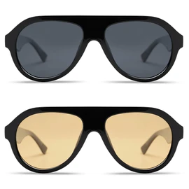 VANLINKER Retro Aviator Polarized Sunglasses for Men Women Trendy 70s Vintage Plastic Frame Sun Glasses VL9750 Black+Yellow