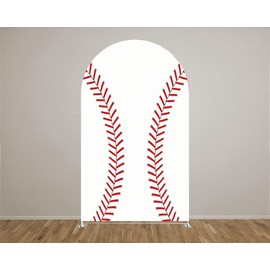 Aerdce Baseball Theme Arch Stretchy Fabric Covers Chiara Background Arched Stand Backdrop Cover for Boys Birthday Party Baby Shower Decoration Banner(Only Cover)