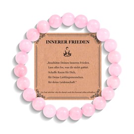 JEWTOP Bracelet with 8 mm Natural Stone Beads, Healing Stones Bracelet for Women, Protection Bracelet, Chakra Yoga Bracelet for Friendship/Couple/Girlfriend/Sister Bracelets, Stone