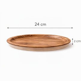 PARENCE. Vassoio Rotondo Design Effetto Legno 24 x 2 cm – Vassoio Decorativo in Plastica Rigida – Elegante, Stabile e Robusto – Servizio & Presentazione