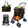 Upgraded Folding Shopping Cart (80 lbs), Detachable Baskets & 360°Swivel
