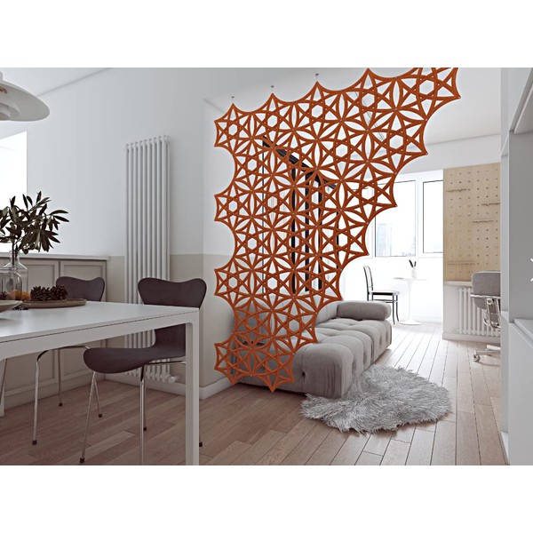 OSHIYINN - Divisor de habitación colgante – 12 piezas 3D de fibra de fieltro hexagonal huecado, superficie de fibra de poliéster de alta densidad, panel de visualización para decoración del hogar y la oficina (naranja)