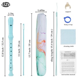Czzmy Recorder for Children Beginners Soprano German Fingering 8-Hole Flute for Adults (Teal Splash Ink)