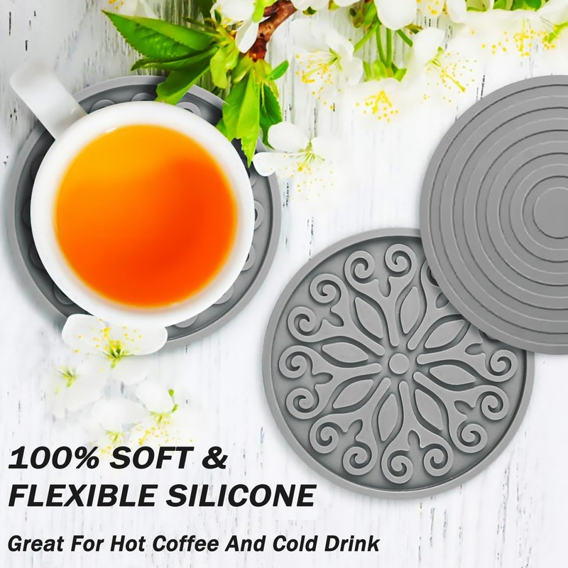 Silicone Coasters for Drinks,Resistant Reusable Drink Coasters-Great Gift for Birthday,