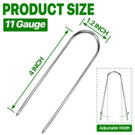 TiTifield U Shape Garden Stakes 50 Packs 4 Inch 11 Gauge Irrigation Tubing Stakes, Heavy Duty Galvanized Landscape Staples for Tube, Lawns, Landscape Fabrics,Irrigation Hose and Weed Barriers | TiTifield