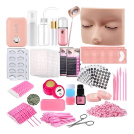 Kit Pestañas Maquillaje Aplicacion Extensión Diy Completo Coral Claro