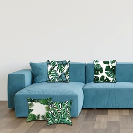 Betadistor Cushion Covers 18" x 18", Set of 4 Tropic Affair Pillow Case for Sofa Garden Bed Couch Cushions, Tropical Leaves, 504-0071