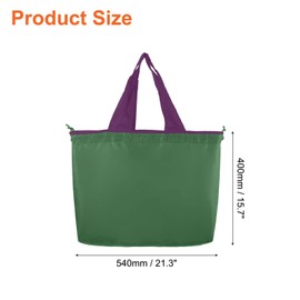 sourcing map Reusable Grocery Bags, 1Pcs 20" x 16" Washable Shopping Totes Fit in Pocket, Foldable Drawstring Lightweight Grocery Bag for Shopping, Camping and Traveling (Green)