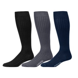Boardroom Socks - Calcetines de vestir de algodón para hombre, hasta la rodilla, calcetines clásicos sobre la pantorrilla, calcetines de vestir, Violeta oscuro, 8-12