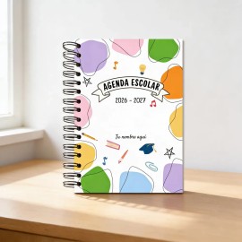Agenda Escolar Diaria 2026 -2027 Personalizada Pasta Dura A4