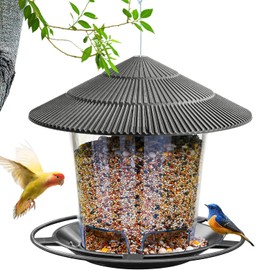 TOOSOAR Bird Feeder Weatherproof Hanging Bird Feeder with Covered Bird Feeder Grey for Feeding Wildlife Birds