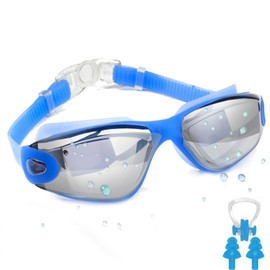 Swim Goggles, Triathlon Swimming Goggles, No Leaking UV Pool Goggles, Anti Fog Water Goggles for Adult Men Women (Blue)