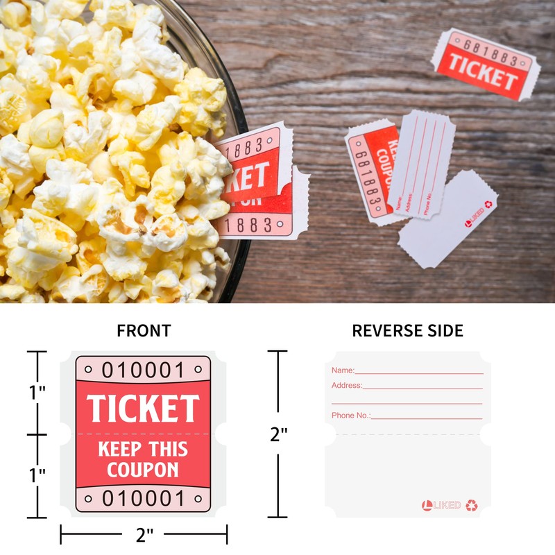 L LIKED Double Raffle Tickets 2000 per Roll 50/50 (Easy