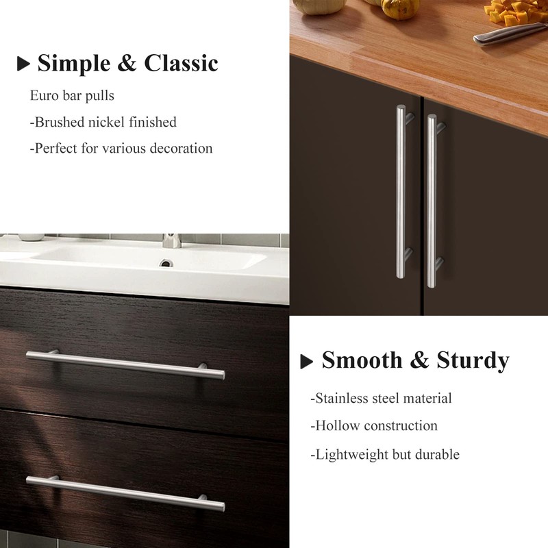 Probrico 10 Pack 10 Inch Hole Centers Brushed Nickel Cabinet