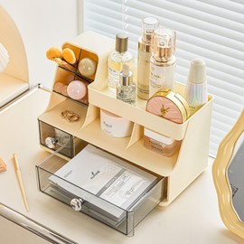 Makeup Organizer with Drawers for Vanity,Bathroom Countertop Organizer with Brushes Holder,Skincare Storage Organizer,Perfect Cosmetic Display Case for Your Beauty Essential