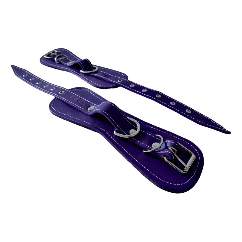 Par Grillete Cuero Tobillo Reforzado Gym Crossfit Morado