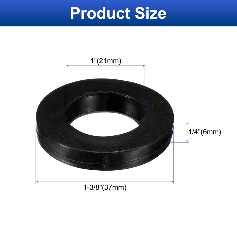 sourcing map 12 Pcs Solid Nitrile Rubber Flat Washer DN25