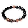 Mahogany and Black Obsidian Stretch Bracelet | 10mm Beads |